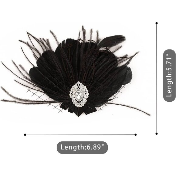Gatsby Flapper Fascinator Peacock Feather Headpiece Vintage Style Accessory main image 5